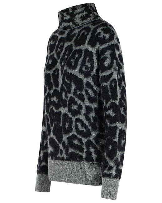 Stella McCartney Gray Wool Leopard Print Jumper
