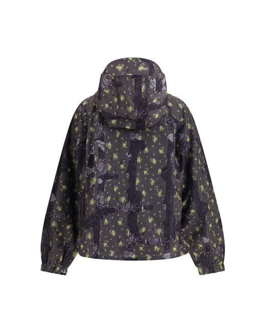Ganni Black Ultralight Nylon Jacket With Floral Print