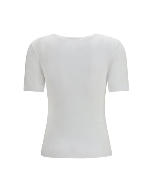 Ganni White Ribbed Cotton T-Shirt