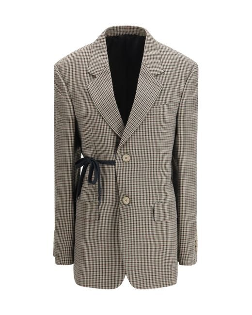 Balenciaga Gray Single-Breasted Vichy Jacket