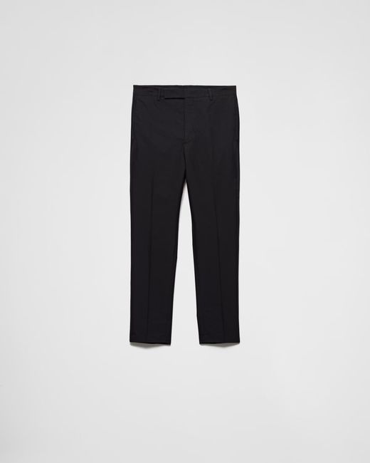 Prada Blue Technical Cotton Pants for men