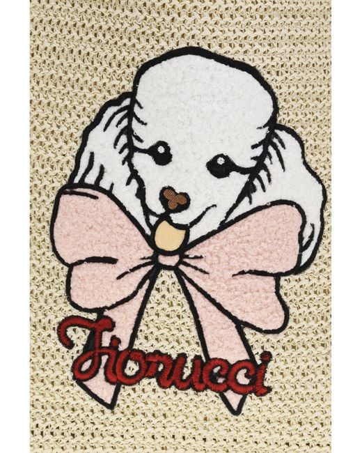 Fiorucci Natural Tote Bag Poodle Raffia