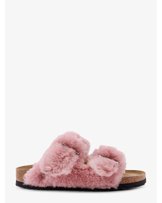 Birkenstock Pink Faux Fur Low Sandals