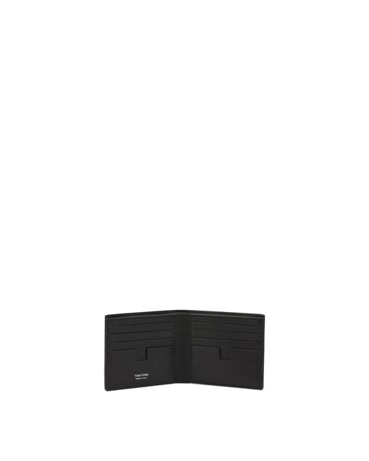 Tom Ford Black Crocodile-Effect Bi-Fold Wallet for men