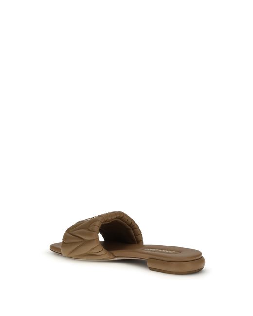 Miu Miu Brown Matelassé Nappa Leather Sandals Caramel