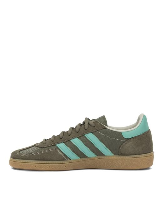 Adidas Originals Green Handball Spezial Leather Rubber Sneakers for men