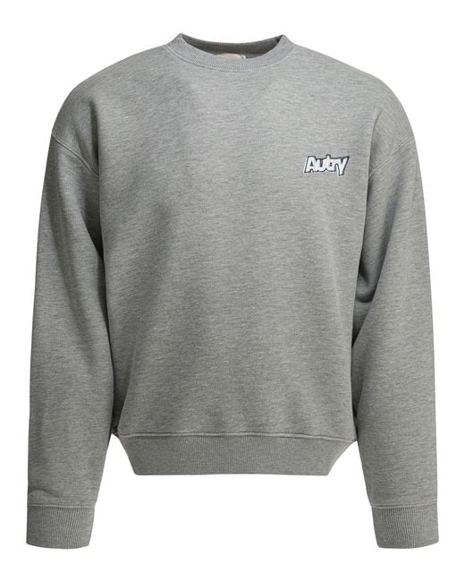 Autry Gray Crewneck Sweatshirt With Logo for men