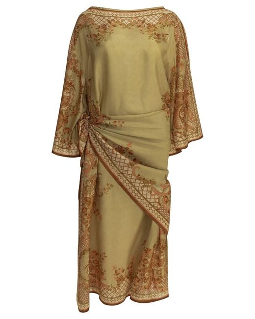 Zimmermann Natural Aster Draped Midi Dress