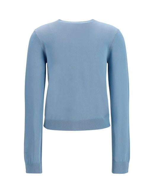 Ganni Blue Diamond-Pattern Cardigan