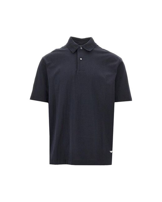 Emporio Armani Blue Cotton Jersey Polo Shirt for men