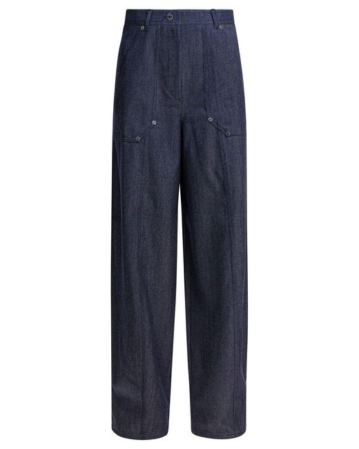 Max Mara Blue Denim-Effect Wool Pants