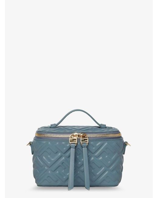 Fendi Blue Vanity Leather Crossbody Bag With Ff Motif
