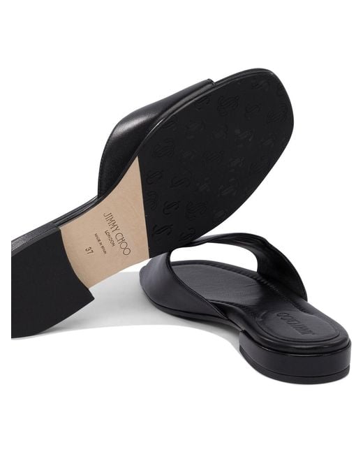 Jimmy Choo Black Dina Flat Leather Sandals