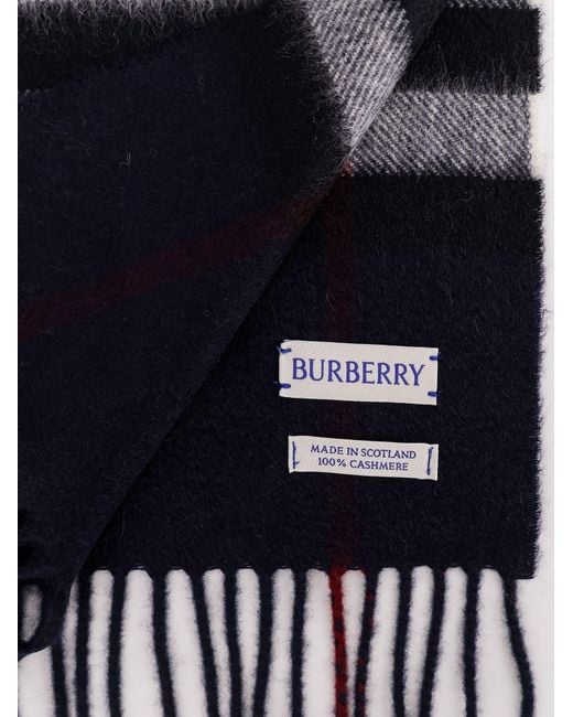 Burberry Blue Check Cashmere Scarf