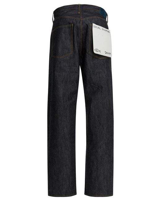 Visvim Black Straight Leg Jeans "Social Sculpture 01 Wide Raw" for men