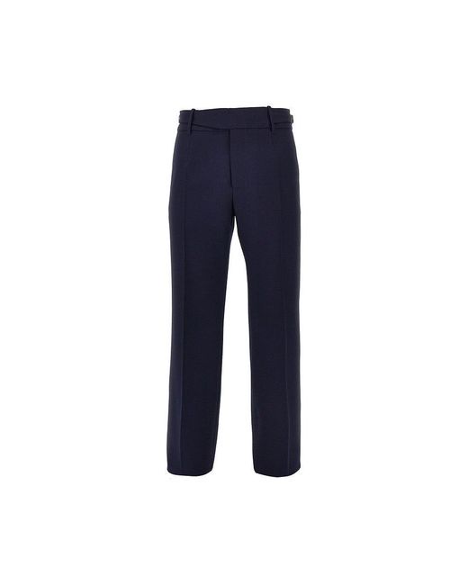 Dolce & Gabbana Blue Dolce&Gabbana Wool Pants With Waist Straps for men