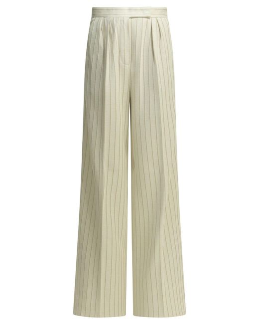 Max Mara White Tailored Pinstripe Pants