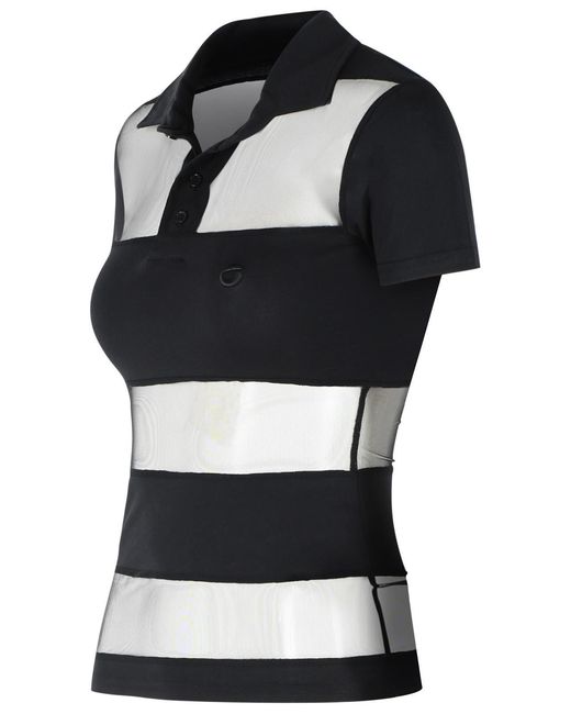 Coperni Black 'Striped' Cotton Blend Polo Shirt