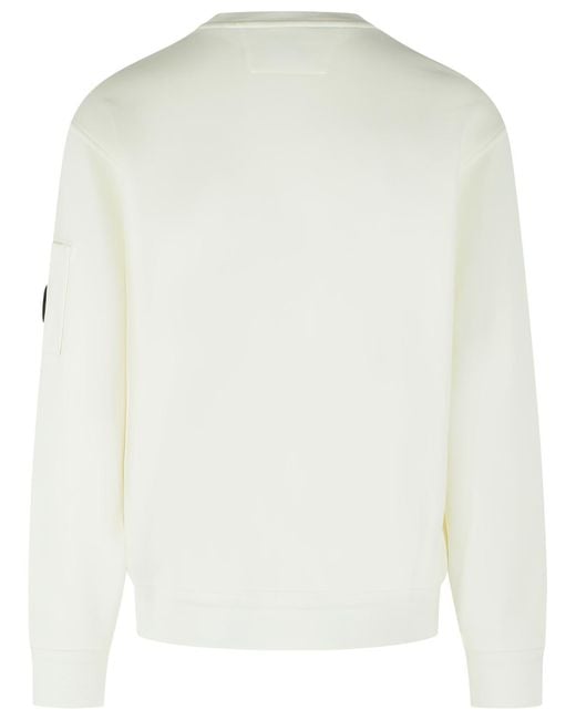 C P Company White Cotton Sweatshirt for men