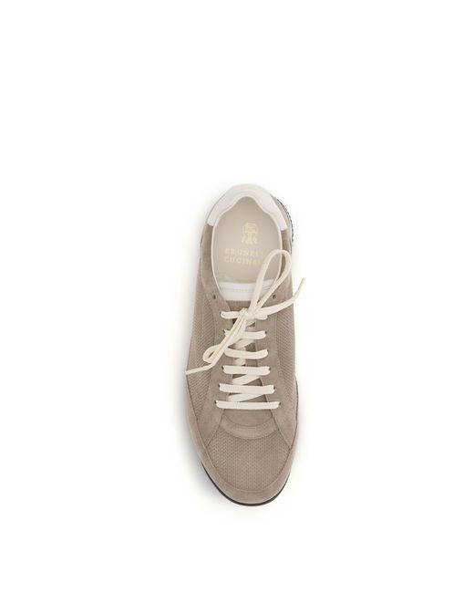 Brunello Cucinelli White Suede Sneakers for men