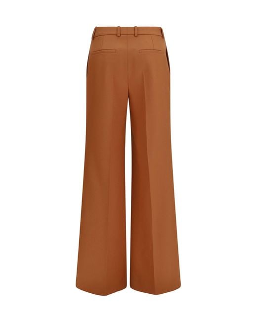 Chloé Brown Pants High-Waisted Flared Cotton