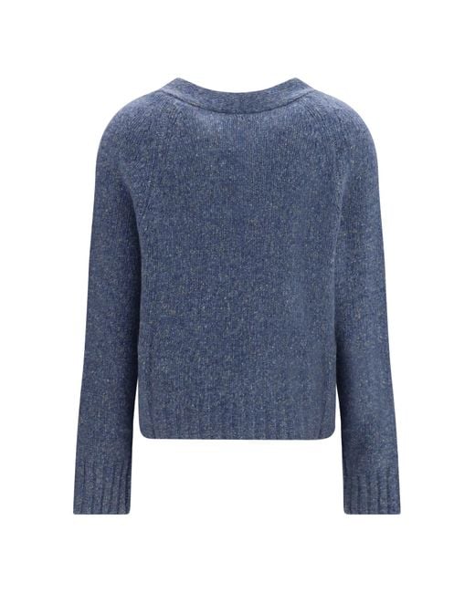 Allude Blue Cashmere V-Neck Cardigan