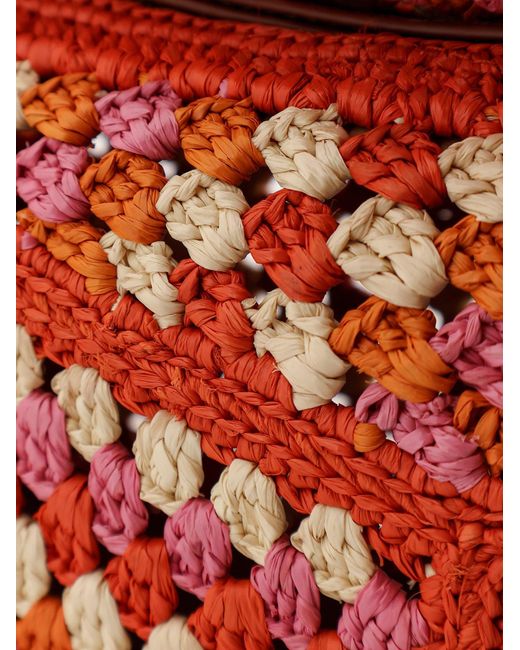 Loewe Red Paula's Ibiza Puzzle Edge Crochet Handbag