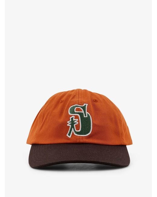 Stussy Orange Vintage S Low Cotton Baseball Hat for men