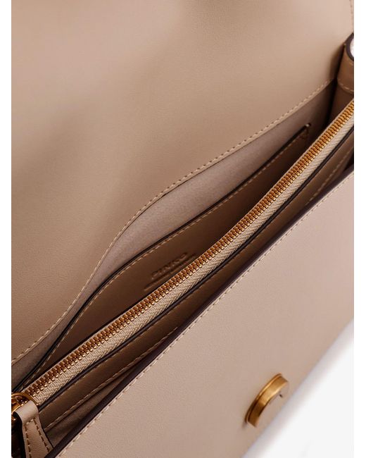 Pinko Natural Love One Leather Crossbody Bag