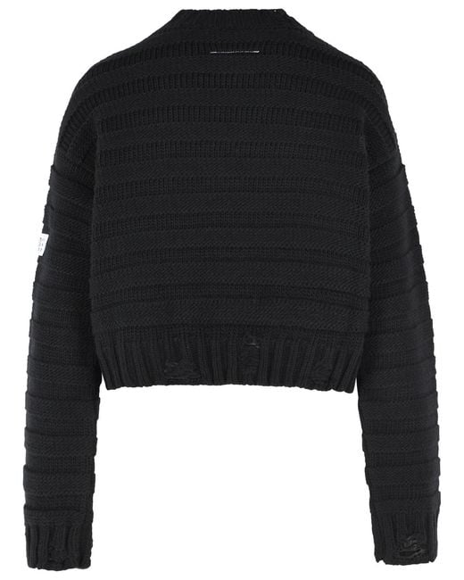 MM6 by Maison Margiela Black Virgin Wool Blend Sweater