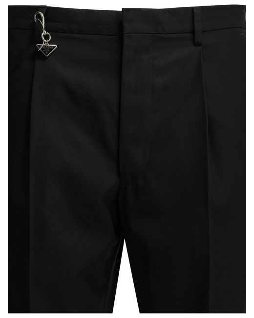 Prada Black Straight Leg Pleated Pants