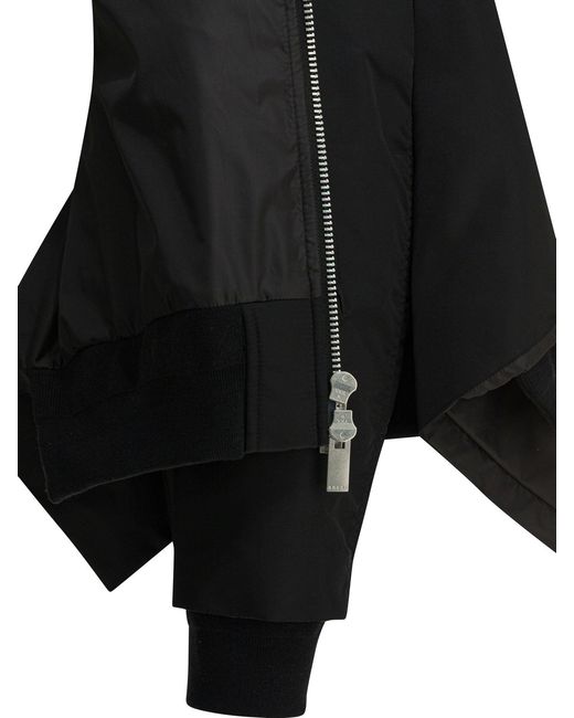 Sacai Black Nylon Zippered Bomber Jacket
