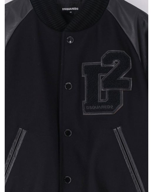 DSquared² Blue Jackets Pelle/Lana for men