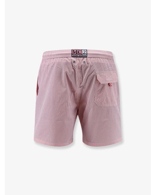Mc2 Saint Barth Pink Swim Trunks Striped Motif for men
