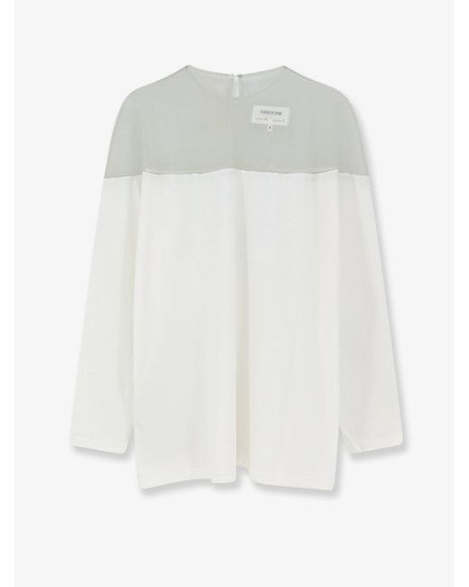 MM6 by Maison Margiela White Cotton T-Shirt With Voile Insert