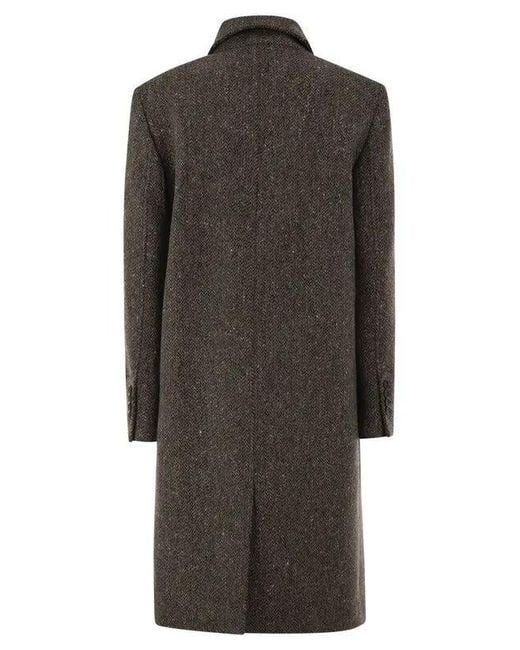 Brunello Cucinelli Black Double-Breasted Tweed Coat