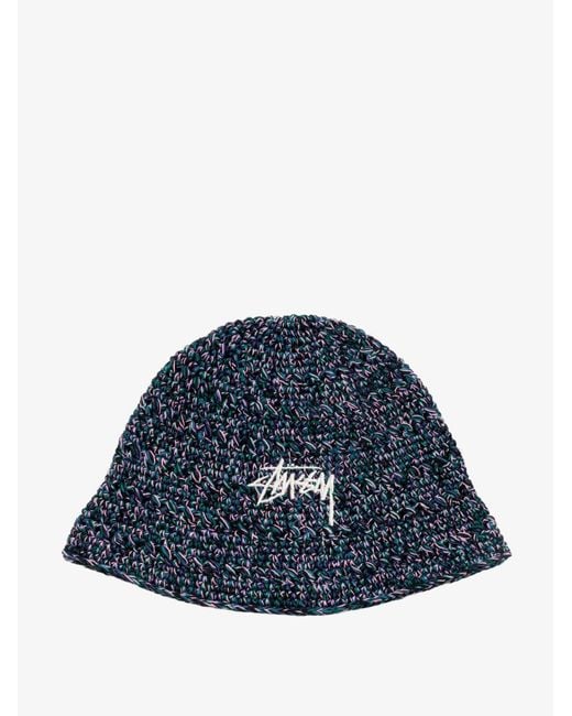 Stussy Blue Bucket Cotton, Linen And Hemp Hat for men