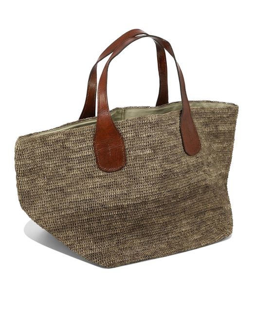 IBELIV Brown Tokyo Iidark Tea Raffia Handbag