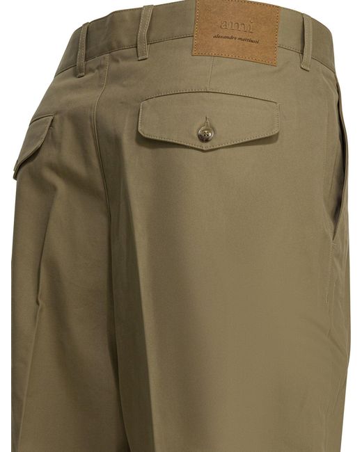 AMI Green Trousers Beige for men