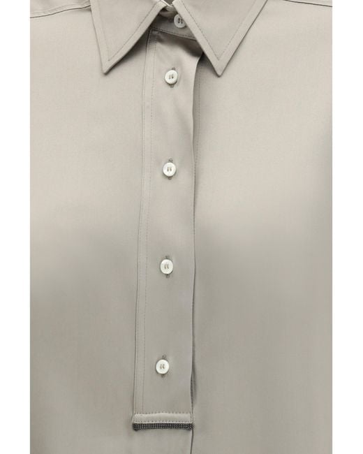 Brunello Cucinelli Gray Silk Satin Shirt