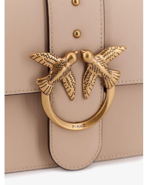 Pinko Natural Love One Leather Crossbody Bag
