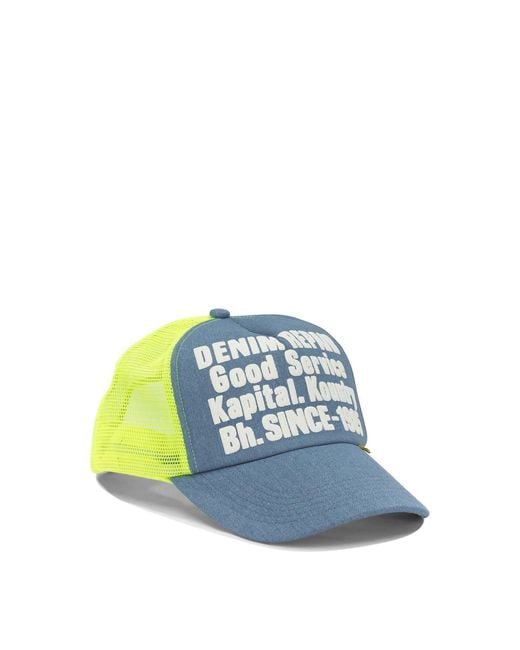 Kapital Blue Denim Repair Service Trucker Hat for men