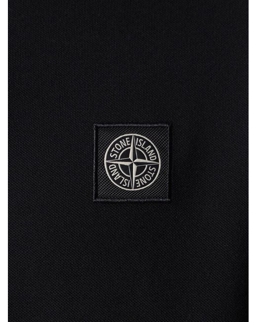 Stone Island Black Strtech Organic Cotton Polo Shirt for men