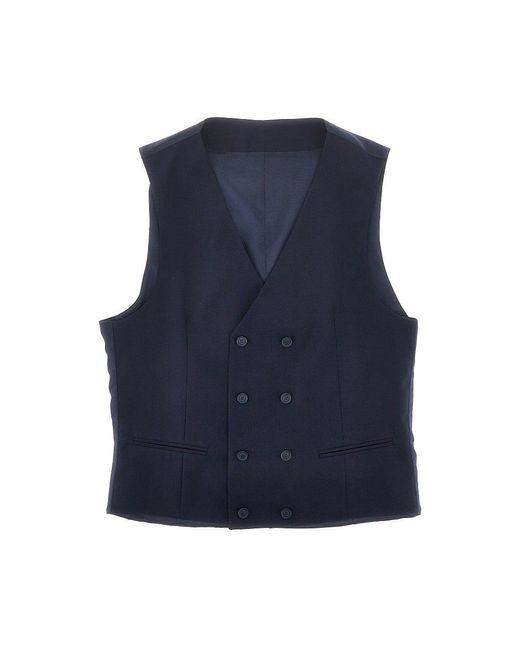 BRERAS Milano Blue Double-Breasted Tailored Vest for men