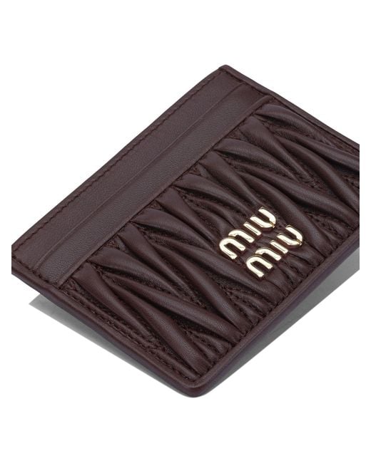 Miu Miu White Matelassé Nappa Leather Card Holders