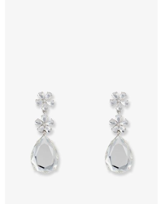 Self-Portrait White Crystal Flower Tiered Earrings