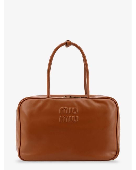 Miu Miu Brown Arcadie Softy Leather Handbag