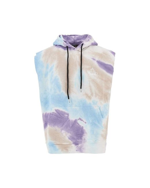 Mauna Kea Blue 'Beach And Snow' Tie-Dye Sleeveless Hoodie for men