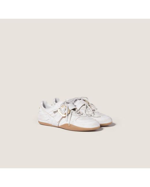 Miu Miu White Gymnasium Leather Sneakers