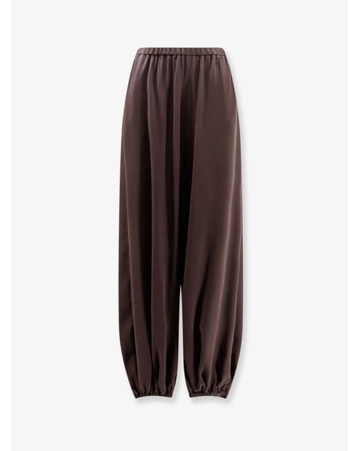Alysi Brown Silk Trousers Balloon